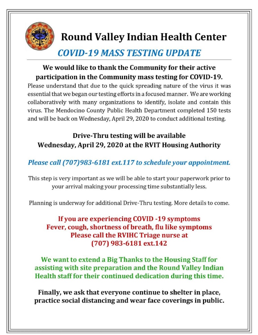 ROUND Valley COVID 19 Testing Update